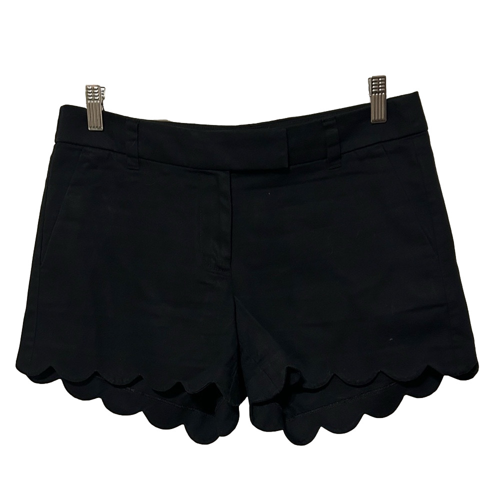 🚀J.CREW  Black High Waist Scalloped Shorts size 6 NWT